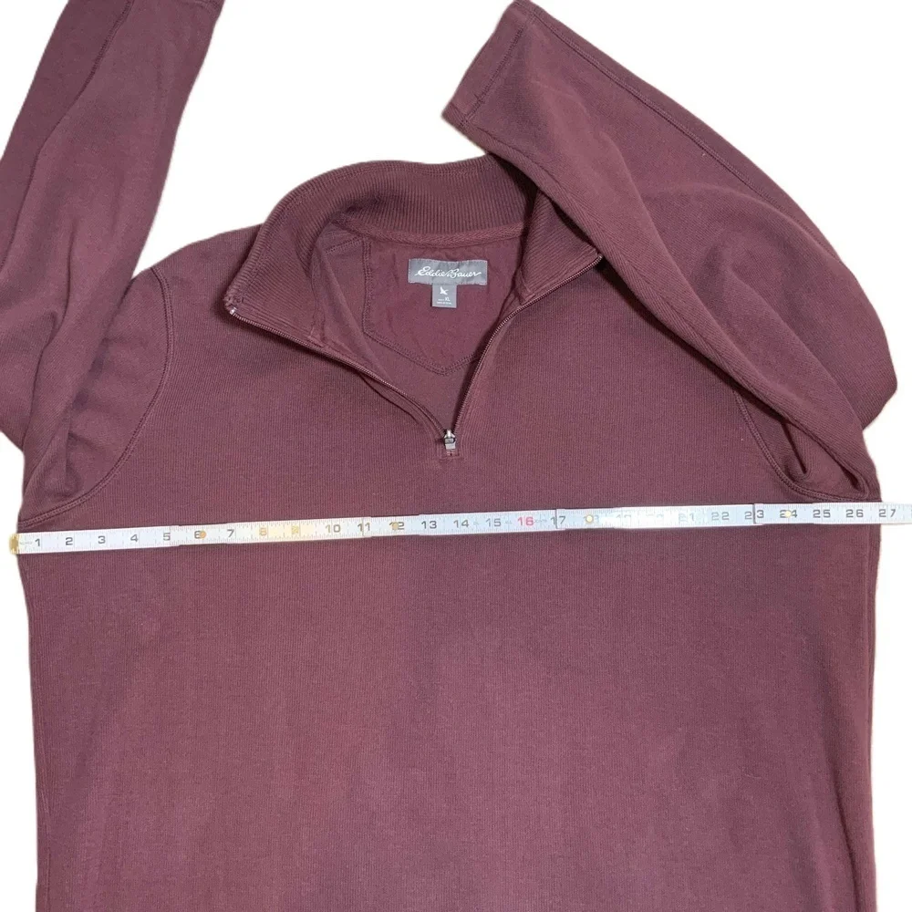 Eddie Bauer Maroon QuarterZip Long Sleeve Pullover Sweater XL Grunge Granola Boy